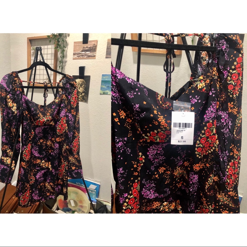 Paisley 70s style dress with square neck
